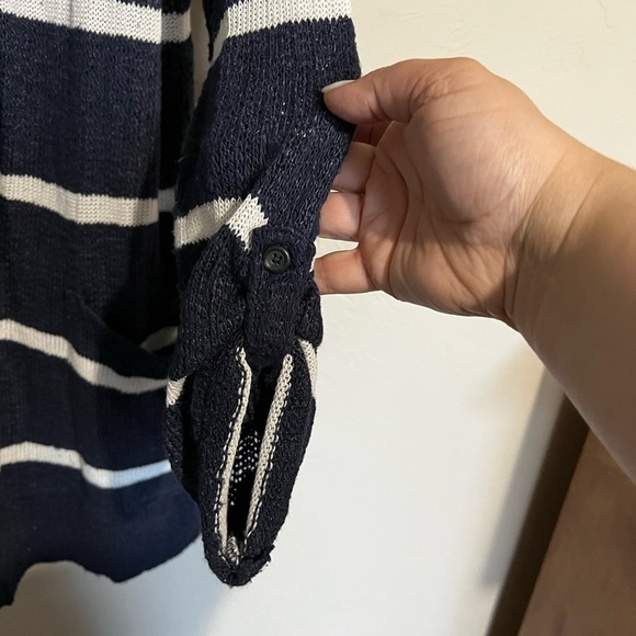 Splendid Navy Blue White Striped Nautical Knit Pocket Cardigan - Picture 4 of 7